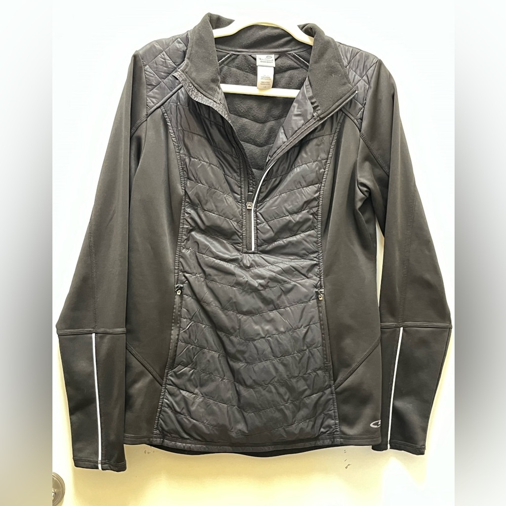 EUC, L, Champion DuoDry lightweight jacket w reflective tape, long sleeves